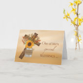 Mail Carrier Cross Blessing bij Thanksgiving Vase Kaart (Gele Bloem)