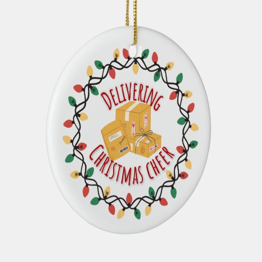 Mail Carrier Mailman UPS FedEx Kerstmis Keramisch Ornament (Rechts)