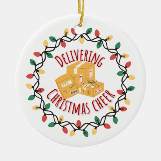 Mail Carrier Mailman UPS FedEx Kerstmis Keramisch Ornament (Voorkant)