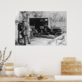 Mail Carrier met "United Mail" Automobile Poster (Keuken)