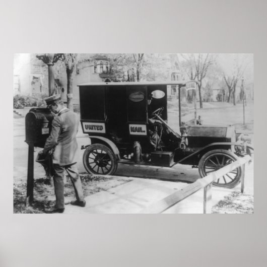 Mail Carrier met "United Mail" Automobile Poster (Voorkant)