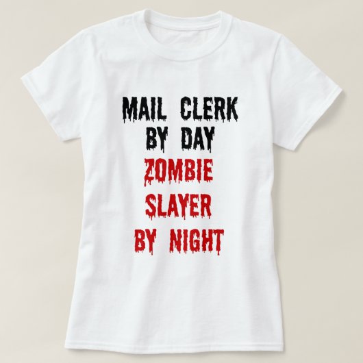 Mail Clerk Zombie Slayer T-shirt (Design voorkant)