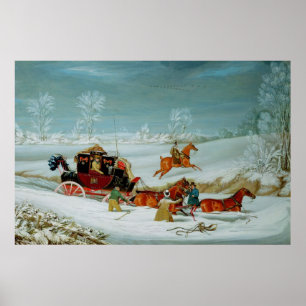 Mail Coach in Snow Poster