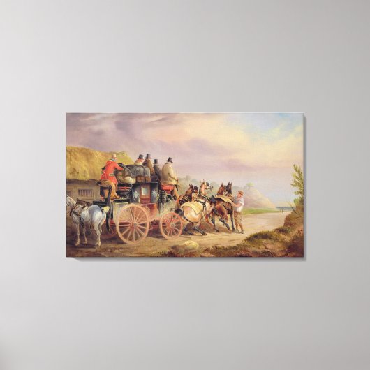 Mail Coaches on Road: The QuickSilver Devonp Canvas Afdruk (Voorkant)