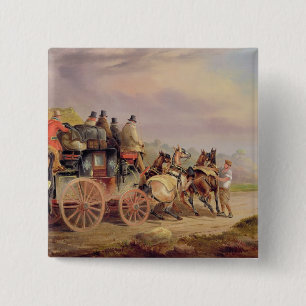 Mail Coaches on the Road: De 'QuickSilver'-Devonp Vierkante Button 5,1 Cm