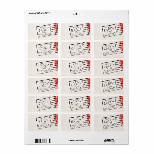  Mail Early voor Kerstmis Geannuleerd Stempel Etiket (Full Sheet)