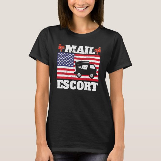 Mail Escort Postbode Arbeider Amerikaanse vlag T-shirt (Voorkant)