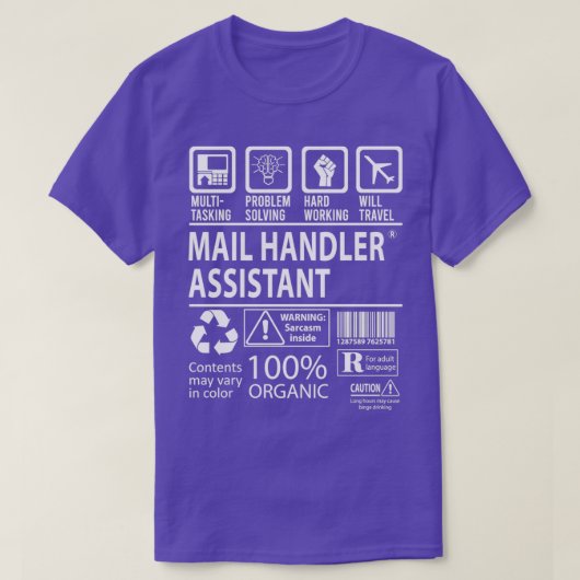 Mail Handler Assistant MultiTasking Certified Job T-shirt (Design voorkant)