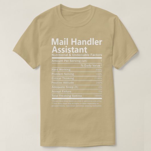 Mail Handler Assistant Nutritional and Undenable T-shirt (Design voorkant)