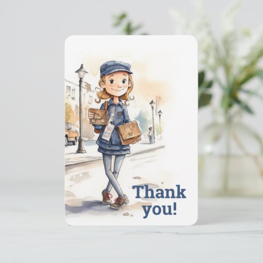 Mail Lady Brief Carrier Bedankkaart (Staand voorkant)
