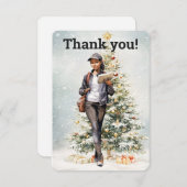 Mail Lady Postal Carrier Kerstboom Bedankkaart (Voorkant / Achterkant)