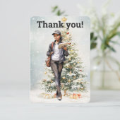 Mail Lady Postal Carrier Kerstboom Bedankkaart (Staand voorkant)