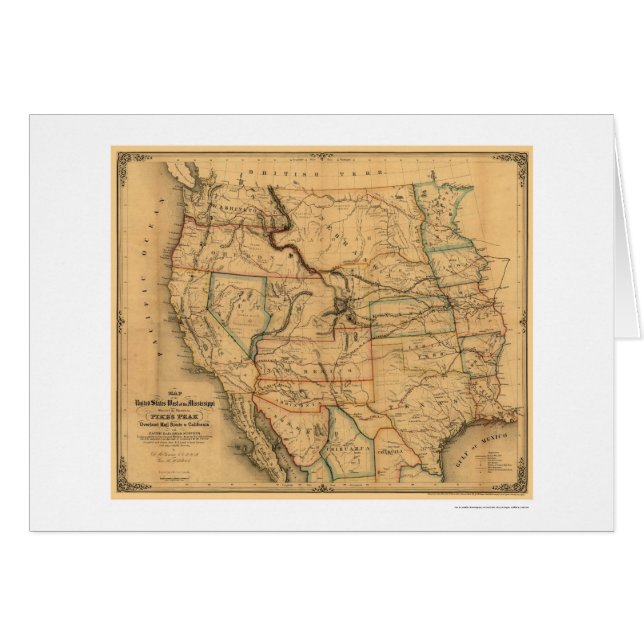 Mail Route Railroad Map 1859 (Voorkant Horizontaal)