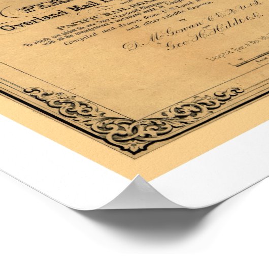 Mail Route Railroad Map 1859 Poster (Hoek)