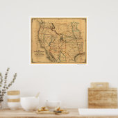 Mail Route Railroad Map 1859 Poster (Keuken)