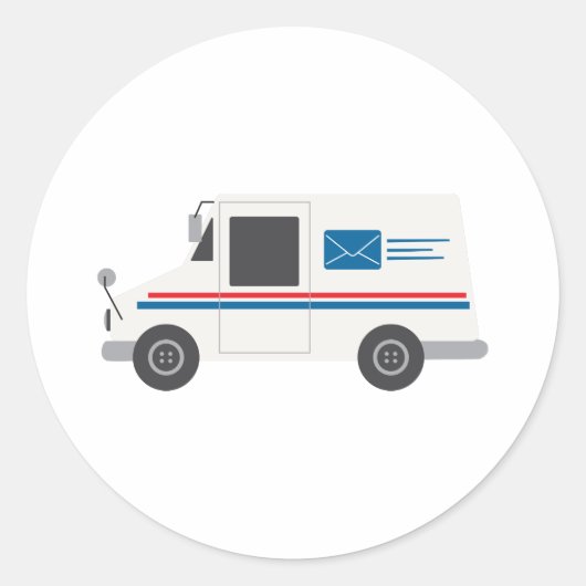 Mail Truck Ronde Sticker (Voorkant)