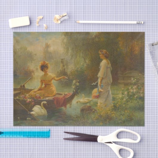 Mail van over de vijver van Hans Zatzka Tissuepapier (Craft)
