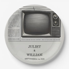 Mail Vintage betaalt oude retro krant bruiloft Papieren Bordje