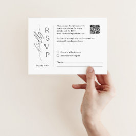 Mailable minimalistische RSVP-kaart met QR-code Notitiekaartje