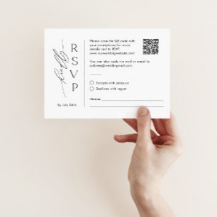 Mailable minimalistische RSVP-kaart met QR-code Notitiekaartje