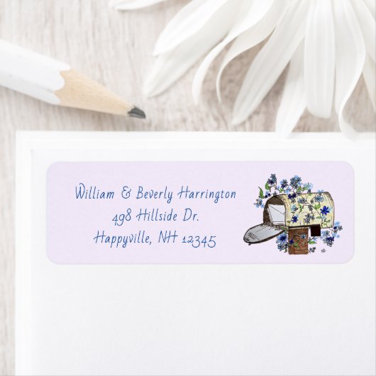 Mailbox Art Skinny Lavender Address Label (Insitu)