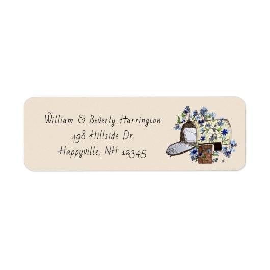 Mailbox Art Skinny White Address Label (Voorkant)