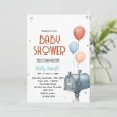 Mailbox boy baby shower invitation kaart (Staand voorkant)