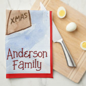 Mailbox Candy Cane Greenery uit de kerstfamilie Theedoek (Quarter Fold)