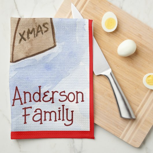 Mailbox Candy Cane Greenery uit de kerstfamilie Theedoek (Quarter Fold)