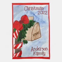 Mailbox Candy Cane Greenery uit de kerstfamilie Theedoek