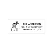 Mailbox Doodle, familienaam en retouradres Zelfinktende Stempel (Design)