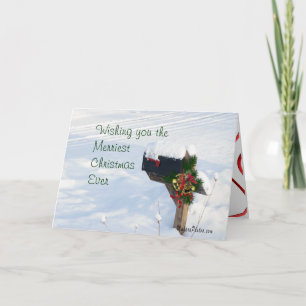 Mailbox in de sneeuw met Pine & Bells- aanpassen Feestdagen Kaart