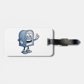 Mailbox mascotte Happy Blue Postal karakter Bagagelabel (Achterkant horizontaal)