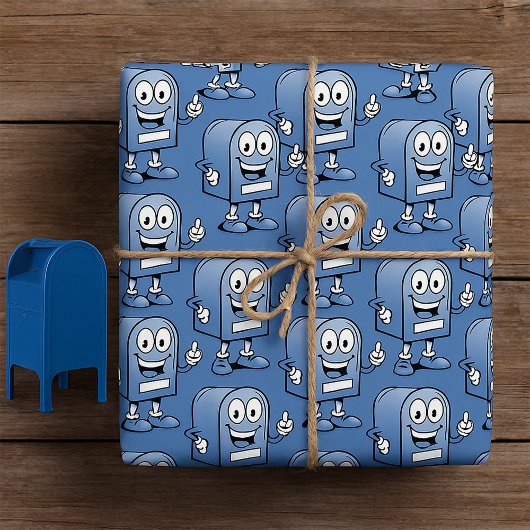 Mailbox mascotte Happy Blue Postal karakter Cadeaupapier