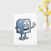 Mailbox mascotte Happy Blue Postal karakter Kaart (Gele Bloem)