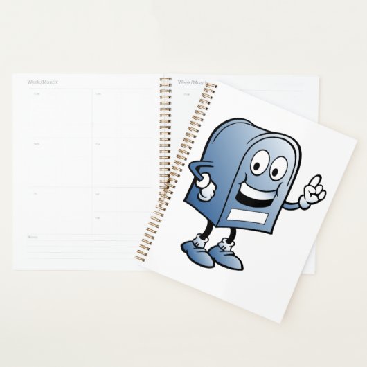 Mailbox mascotte Happy Blue Postal karakter Planner (Display)