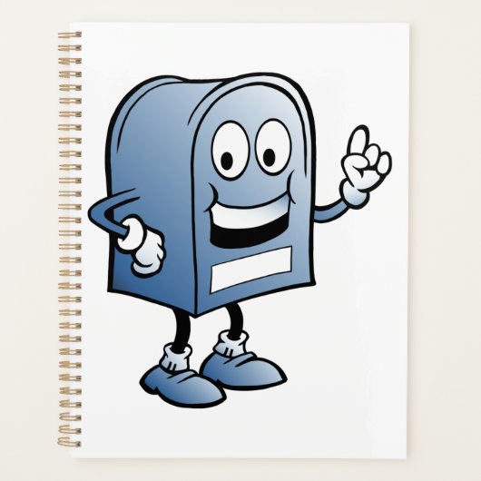 Mailbox mascotte Happy Blue Postal karakter Planner (Voorkant)