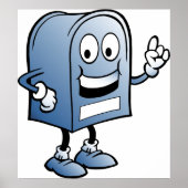 Mailbox mascotte Happy Blue Postal karakter Poster (Voorkant)