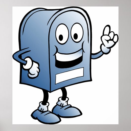 Mailbox mascotte Happy Blue Postal karakter Poster (Voorkant)