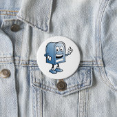 Mailbox mascotte Happy Blue Postal karakter Ronde Button 7,6 Cm