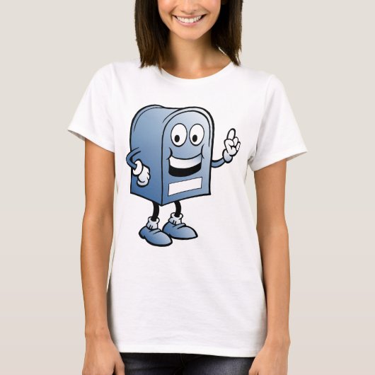 Mailbox mascotte Happy Blue Postal karakter T-shirt (Voorkant)