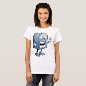 Mailbox mascotte Happy Blue Postal karakter T-shirt (Voorkant volledig)