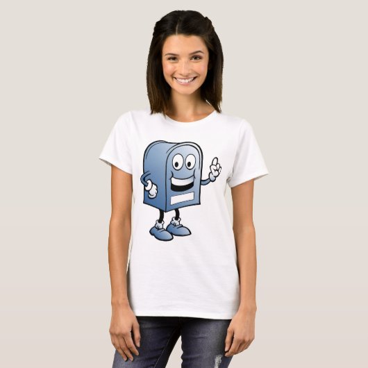 Mailbox mascotte Happy Blue Postal karakter T-shirt (Voorkant volledig)