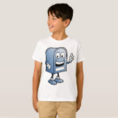 Mailbox mascotte Happy Blue Postal karakter T-shirt (Voorkant volledig)