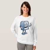 Mailbox mascotte Happy Blue Postal karakter T-shirt (Voorkant volledig)