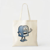 Mailbox mascotte Happy Blue Postal karakter Tote Bag (Voorkant)