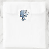 Mailbox mascotte Happy Blue Postal karakter Vierkante Sticker (Tas)