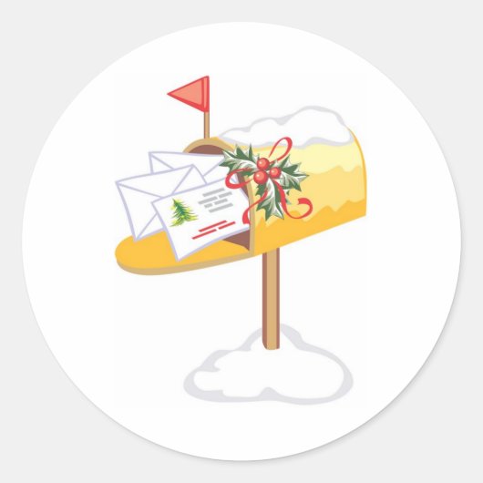 Mailbox met kerstkaarten ronde sticker (Voorkant)