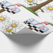 Mailbox met madeliefjes en Heart Flag Country Gard Cadeaupapier (Hoek)