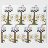 Mailbox met madeliefjes en Heart Flag Country Gard Cadeaupapier (Vlak)